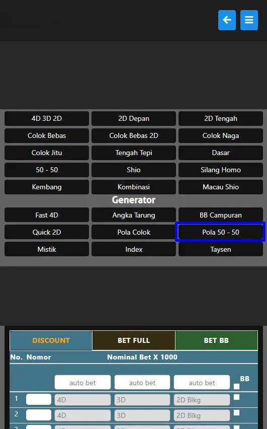 CARA PASANG TOGEL POLA 50